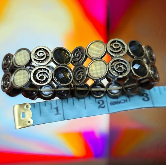 Evita Peroni Stretch Bracelet/ Bangle Brown Tones - Picture 3 of 4